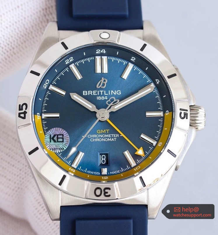 Breitling Chronomat Automatic GMT Blue Dial Yellow Hand 40mm
