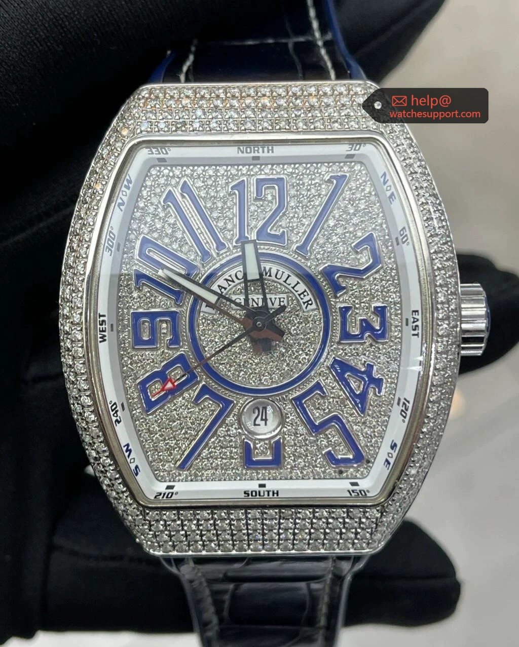 Franck Muller V45 SC DT Blue Numerals Full Pave