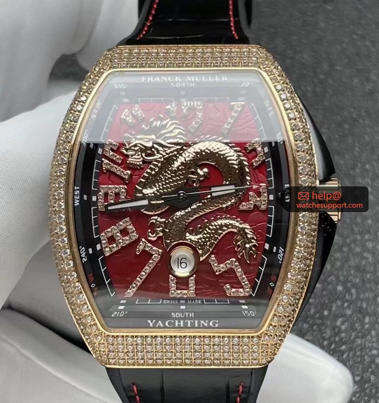 Franck Muller Vanguard V45 Dragon King Red Dial Full Pave