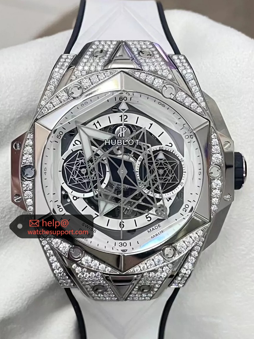 Hublot Big Bang Sang Bleu II White Diamonds Full 18K White Gold 45mm