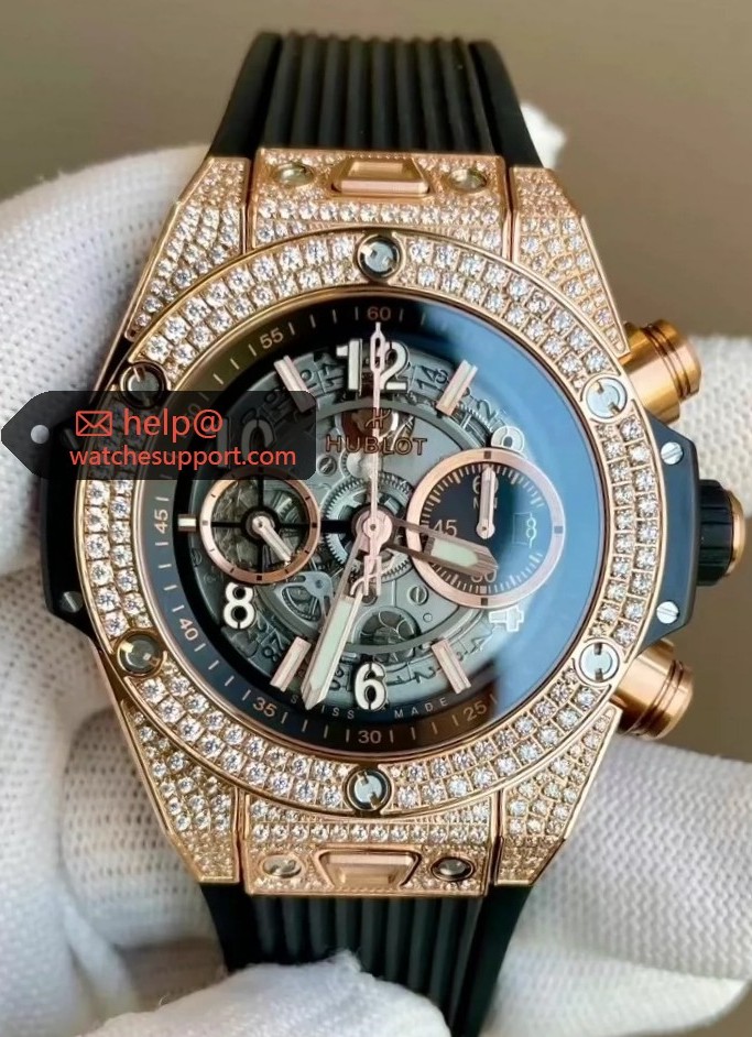 Hublot Big Bang Unico King Gold Pavé Full Diamond Skeleton 45mm