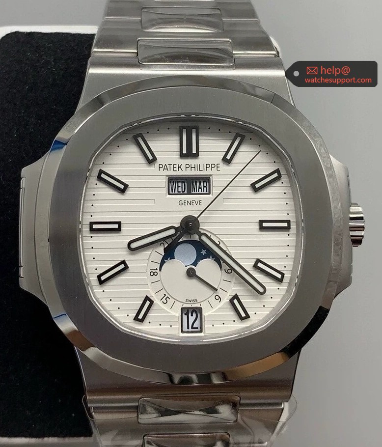 Patek Philippe Nautilus 5726 Snow White Dial Annual Calendar Moonphas