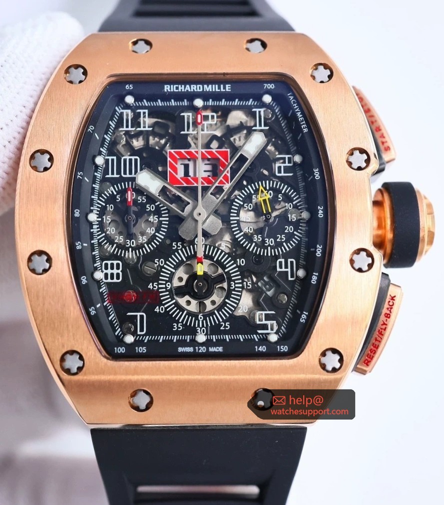 Richard Mille RM 011 Titanium Chronograph Black Rubber Strap
