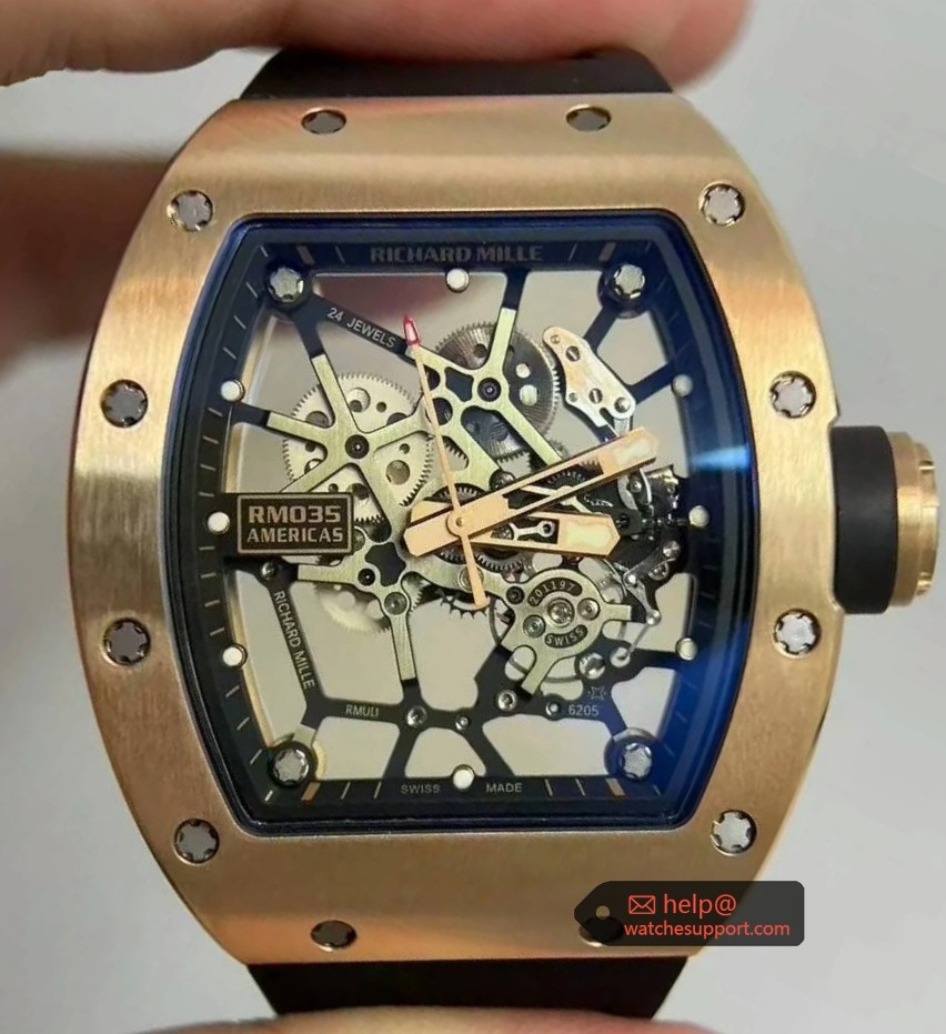 Richard Mille RM 035 Rose Gold Skeleton Dial Automatic Watch