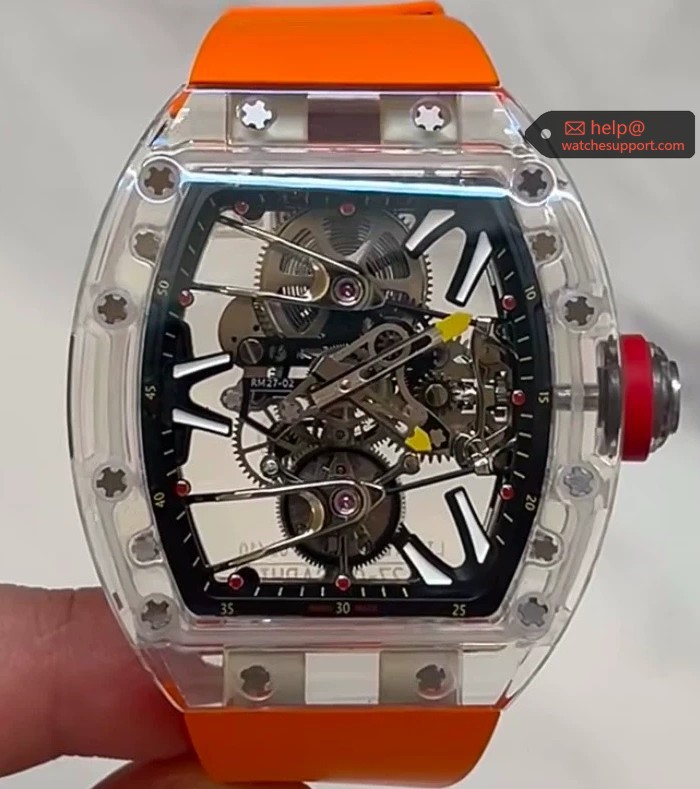 Richard Mille RM 27‑02 Sapphire Tourbillon Clear Blue Crystal Orange Strap