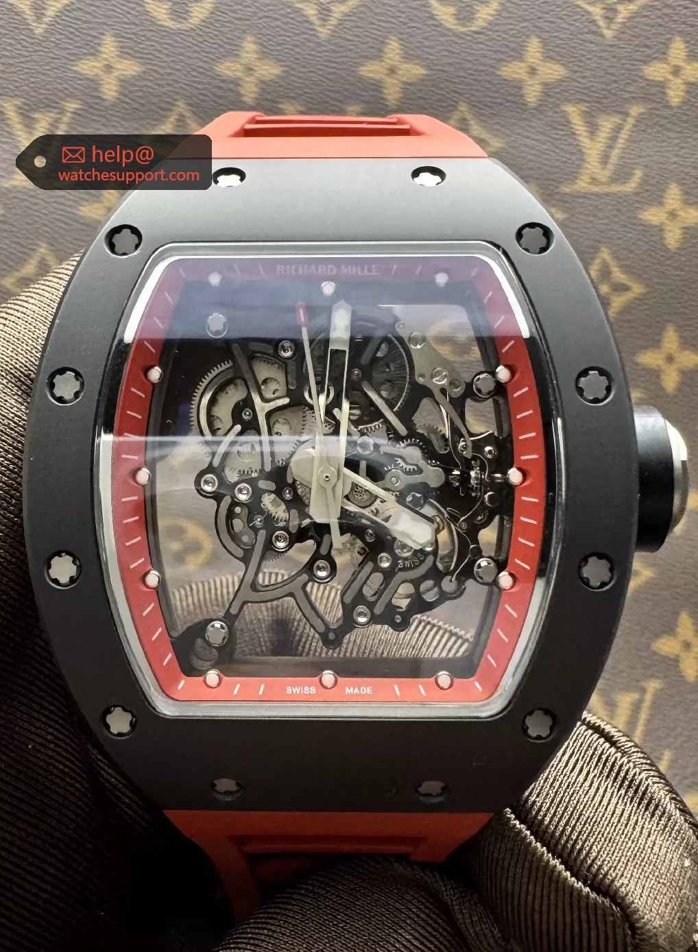 Richard Mille RM 005 Titanium Fluoro Rubber Ceramic Skeleton Red Bezel