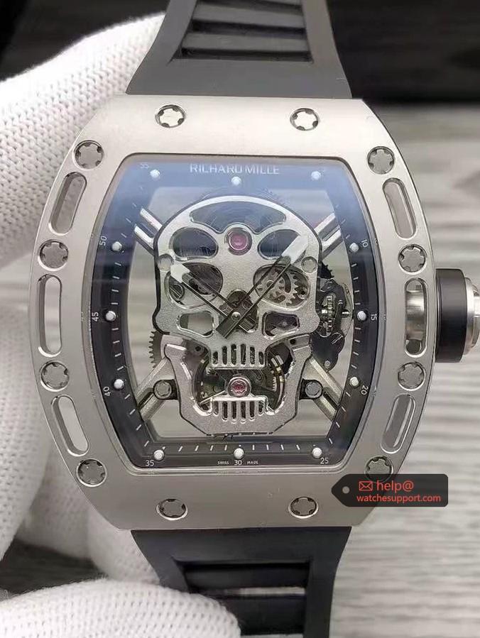 Richard Mille RM 052 Skull Tourbillon Titanium Black Rubber Strap
