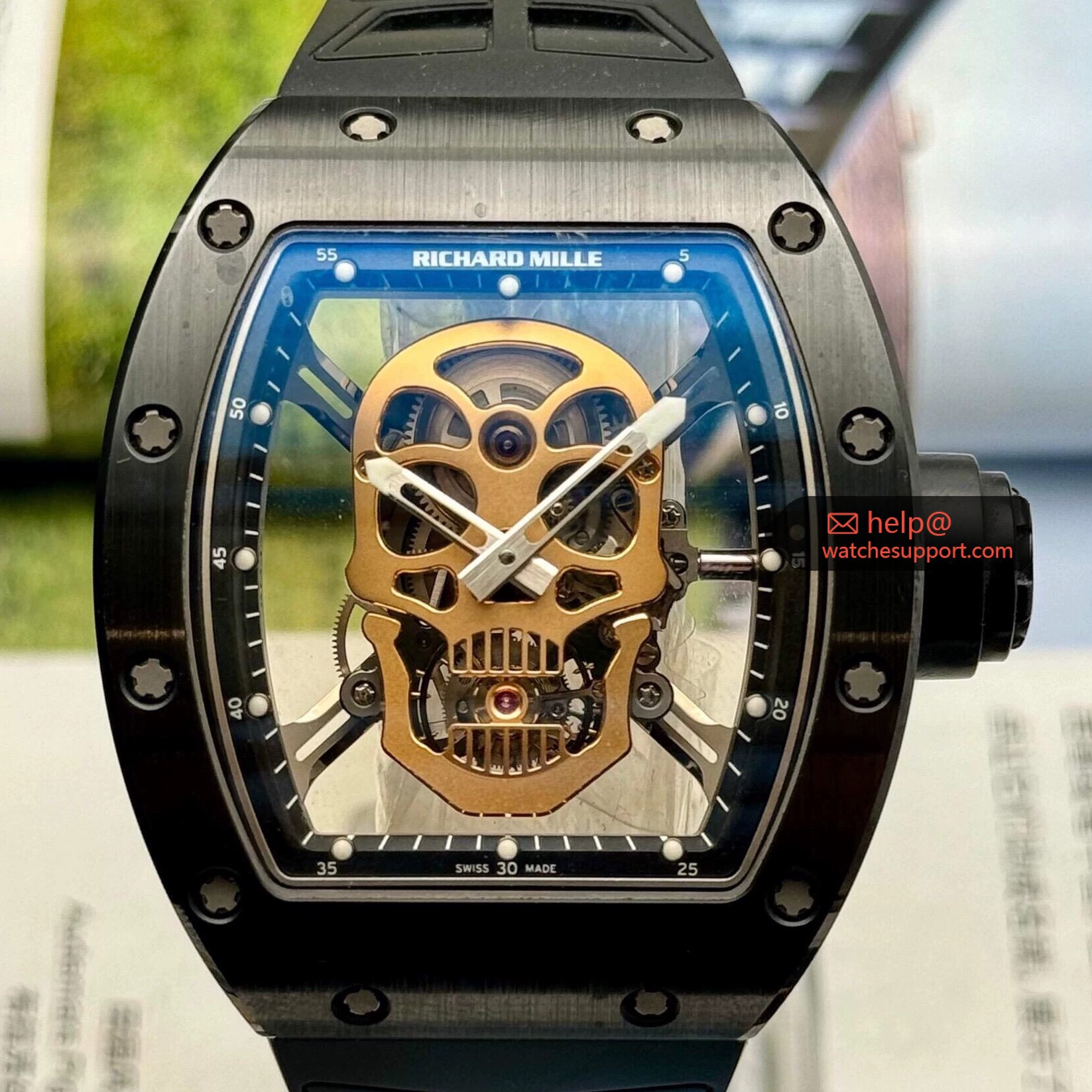 Richard Mille RM52-01 Skull Tourbillon Black Ceramic Gold Skeleton