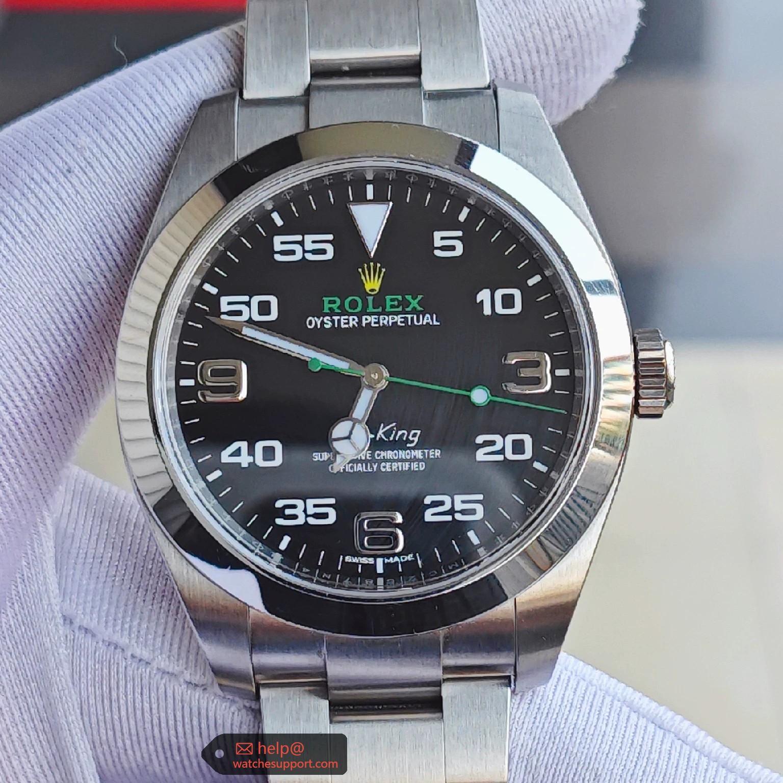 Rolex Air-King 126900 Black Dial Green Seconds Hand 40mm