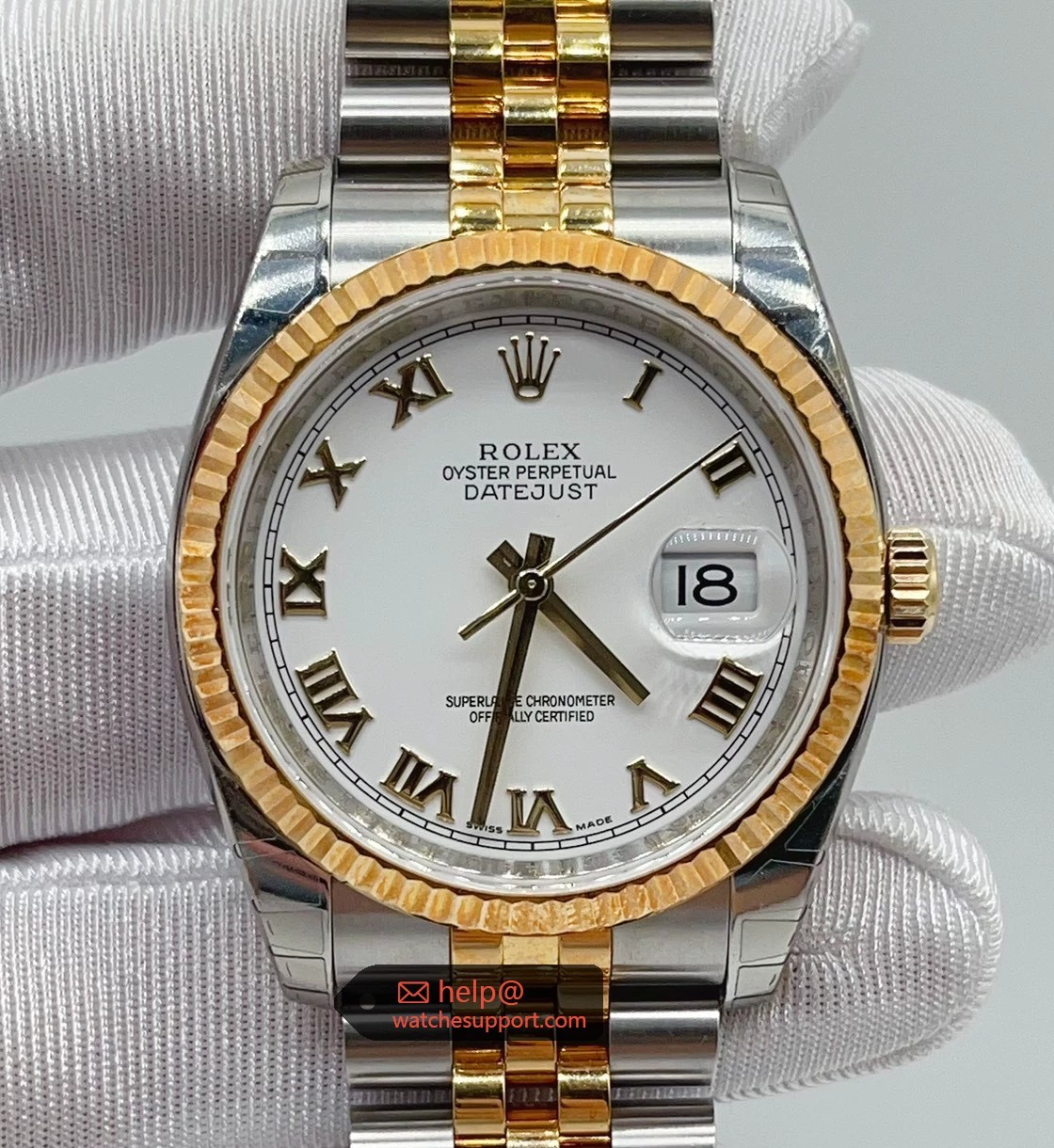 Rolex Datejust 116233 Two-Tone White Dial Roman Markers 36mm