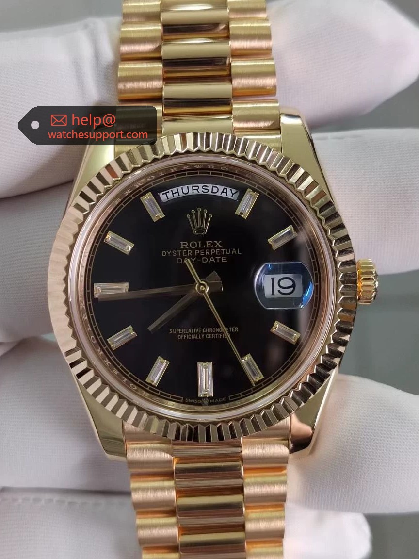Rolex Day-Date 228238 Black Dial Bar Diamond Markers 40mm