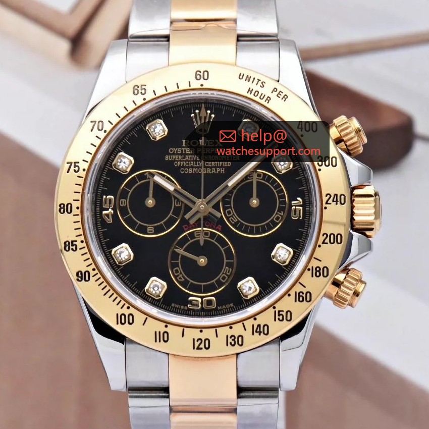 Rolex Daytona 116523 Two‑Tone Black Diamond Dial 40mm