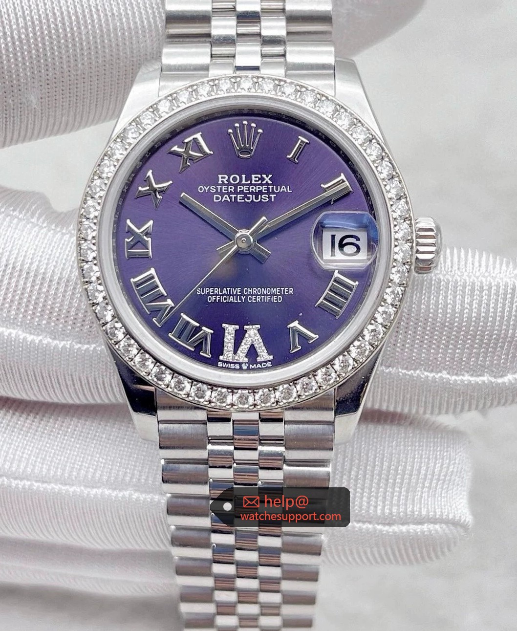 Rolex Datejust M278384RBR Purple Roman Dial Diamond Bezel 31mm
