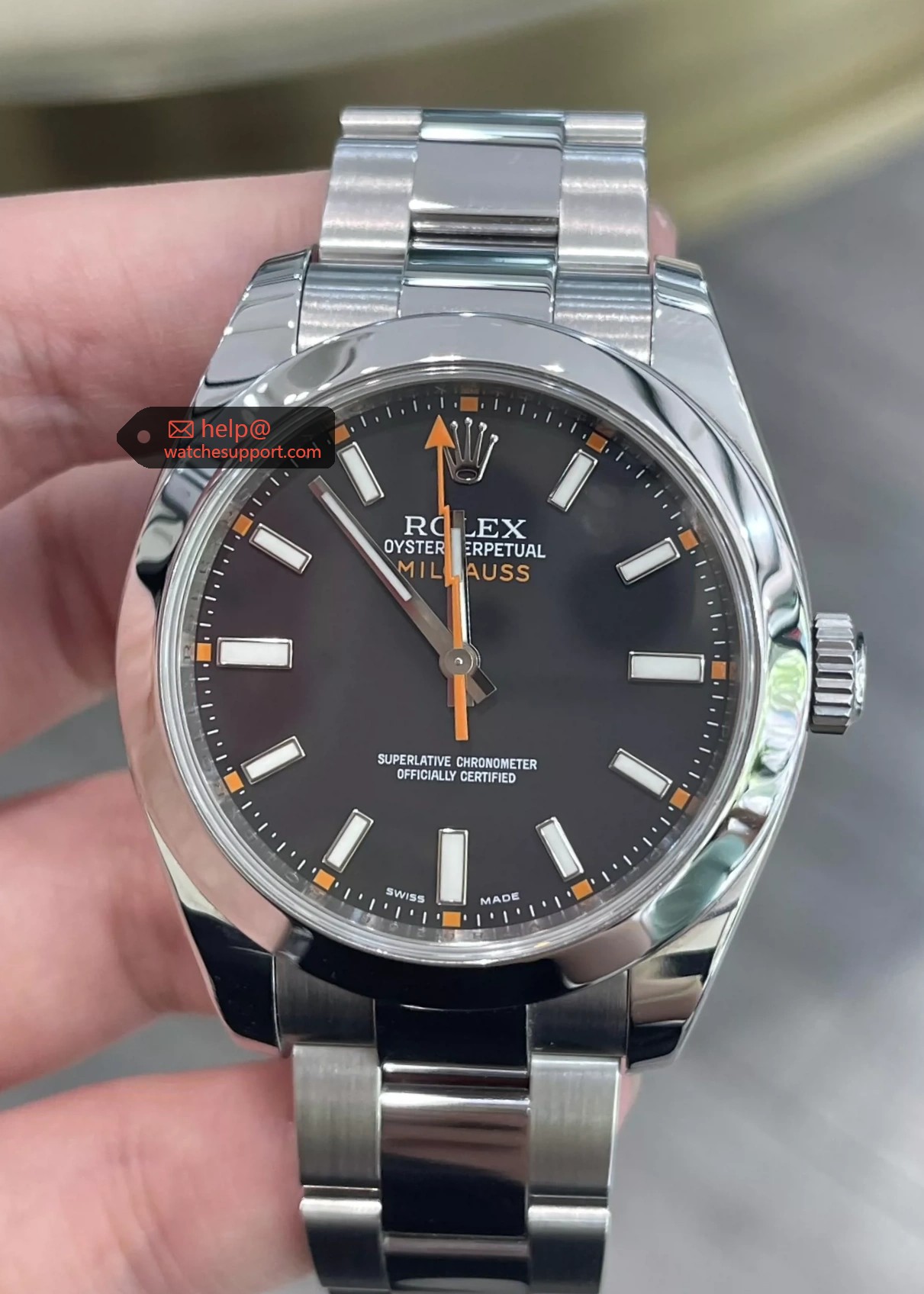 Rolex Milgauss 116400 Black Dial Orange Lightning Hand 40mm